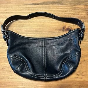 Coach Vintage Black Leather Mini Hobo
